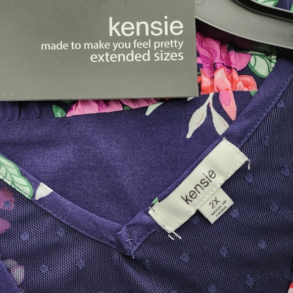‼️SOLD‼️ KENSIE Plus Size 2X-3X NWT Rayon Pajamas Set Navy/Pink - Picture 5 of 12